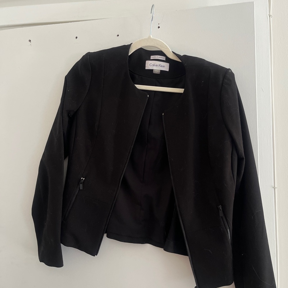 Calvin Klein Black Collarless Zip Jacket